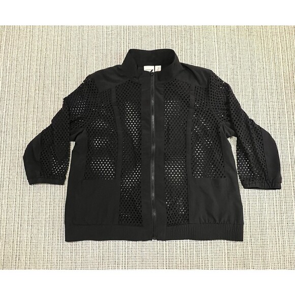 ZENERGY by CHICO'S LIGHTWEIGHT JACKET OUTWEAR BLACK ZIP FRONT SZ 2 - Picture 1 of 8